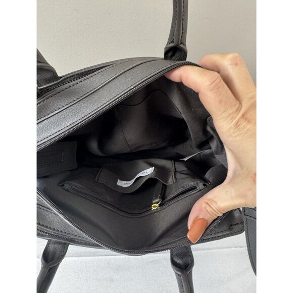 Liz Claiborne Crossbody Bag Top Handle Purse Mocha Brown Geo Print Medium Sized - Picture 10 of 16